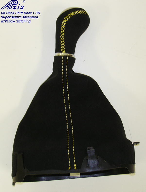 C6 Stick Shift Boot + SK-black alcantara w-yellow stitching-1