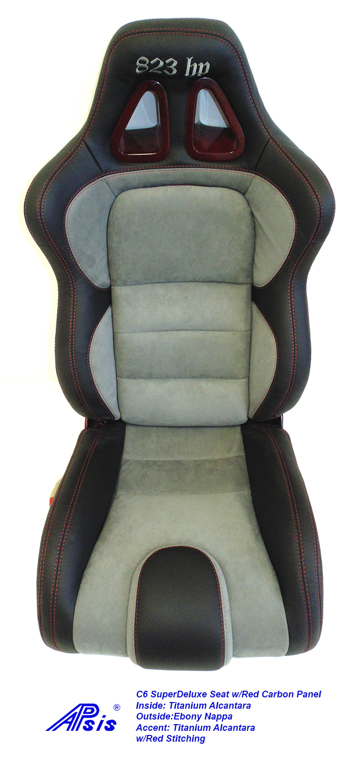 C6 SuperDeluxe Seat-ebony+light titanium w-red carbon panel-single-2