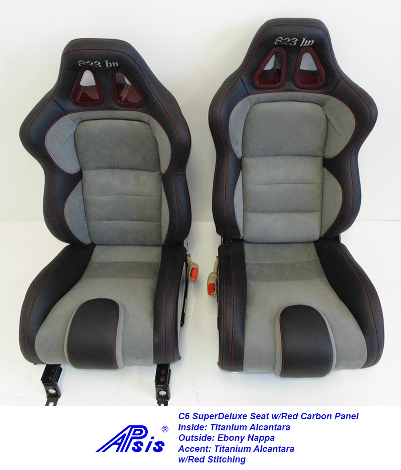C6 SuperDeluxe Seat-ebony+titanium alcantara w-red carbon panel-pair-2