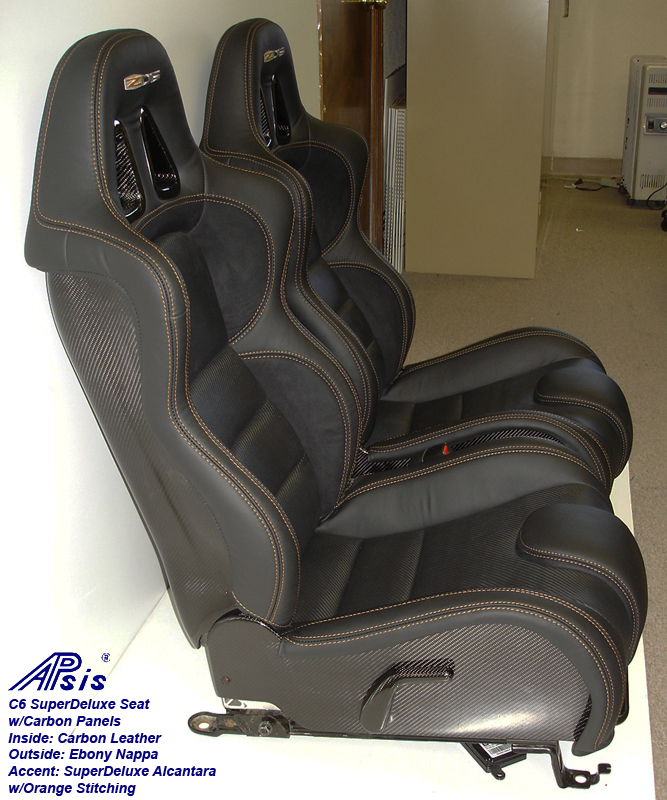 C6 SuperDeluxe Seat w-carbon-EB+CL+AL w-orange stitching-pair-side view-3