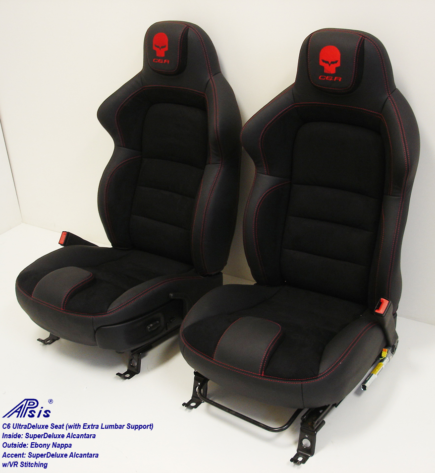 C6 UltraDeluxe Seat-EB+AL w-red stutching w-c6r logo-pair-side view-2a