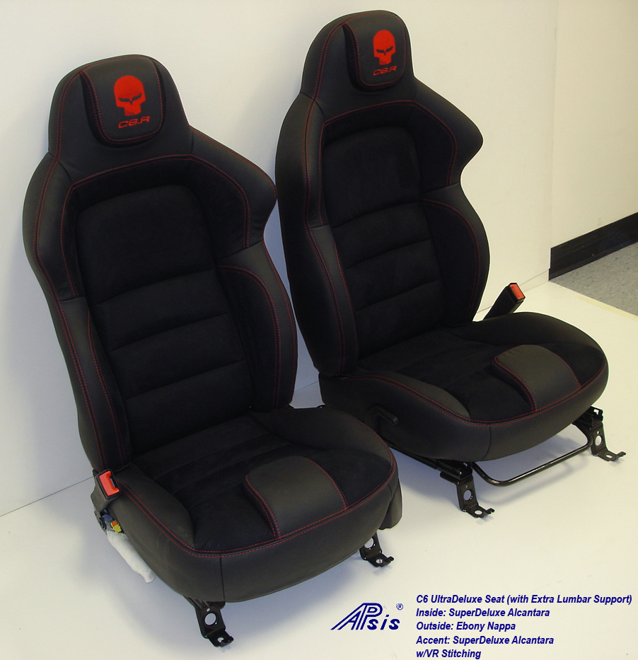 C6 UltraDeluxe Seat-EB+AL w-red stutching w-c6r logo-pair-side view-5