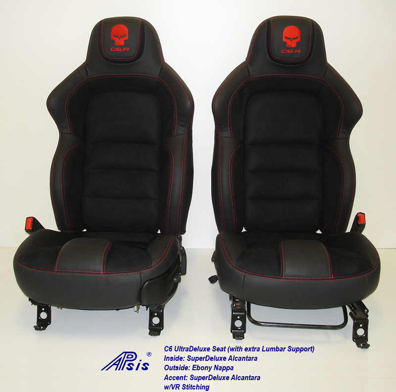 C6 UltraDeluxe Seat-EB+AL w-red stutching w-c6r logo-pair-straight view-2
