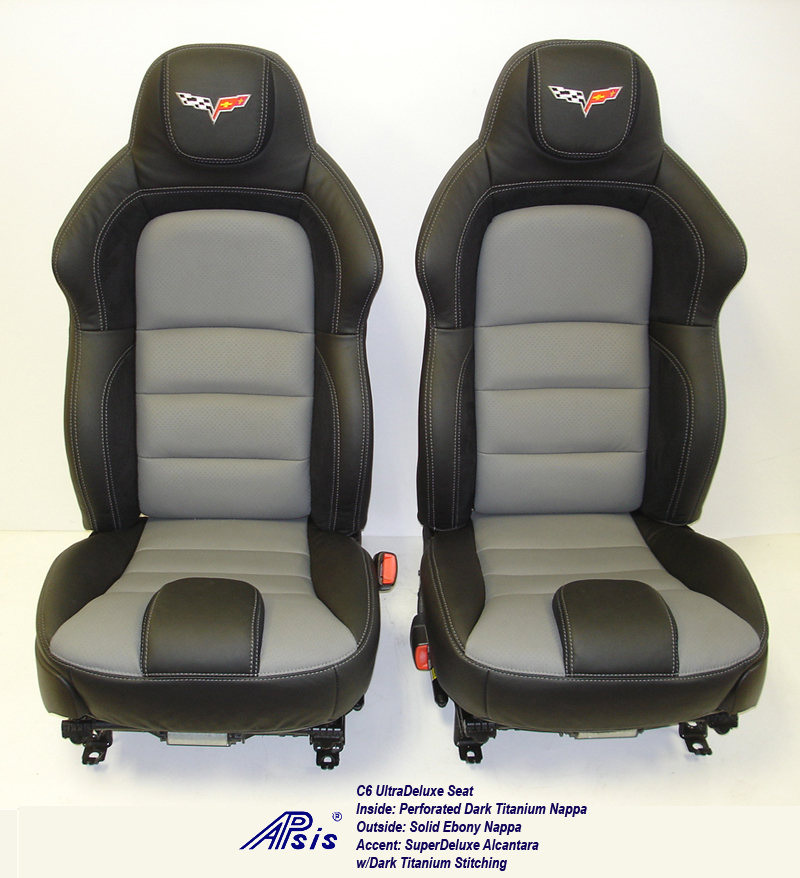 C6 UltraDeluxe Seat-perf dark titanium+ebony-pair-1a-straight view