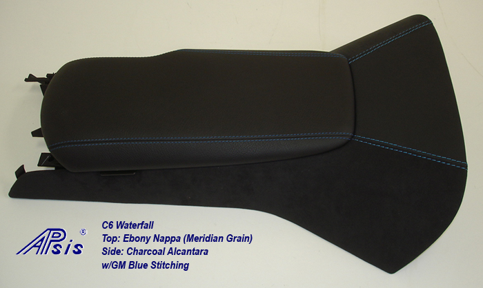 C6 Waterfall+Armrest-ebony w-gm blue stitching-1a