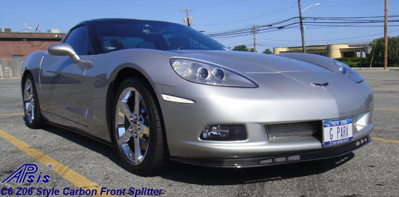 C6 Z06 Style Splitter in carbon-installed on silver car-1