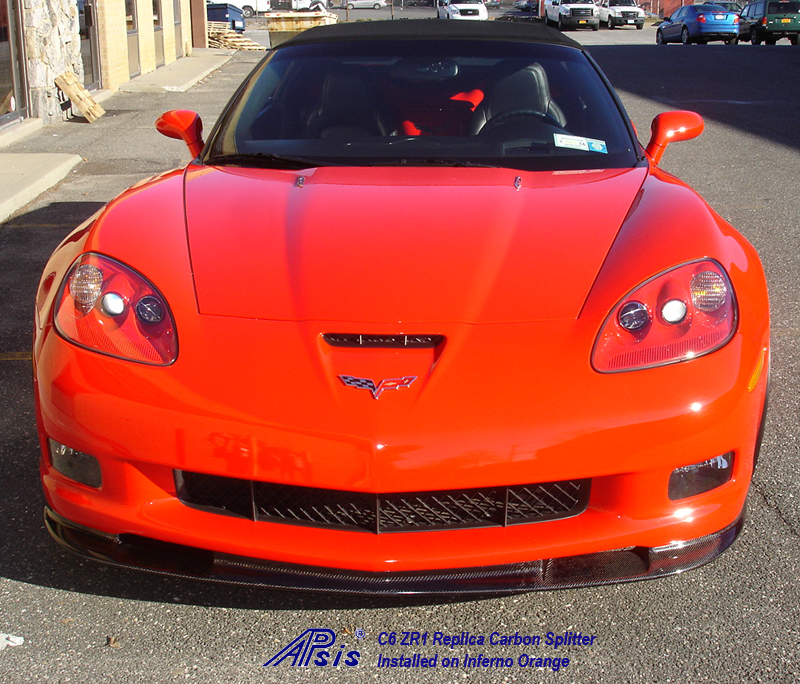 C6 ZR1 CF Splitter installed on inferno orange-1