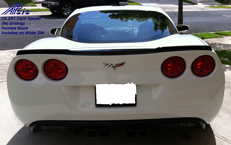 C6 ZR1 Style Spoiler-painted black installed on white z06-2