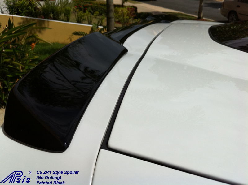 C6 ZR1 Style Spoiler-painted black installed on white z06-3
