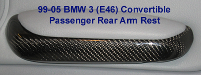 E46 Conv. Pass Rear Arm Rest Blk CF - 400