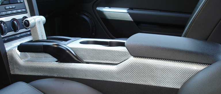 Mustang 05 Silver CF-Floor Console-install-left view-768