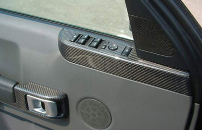 R.R. BlackCF-DF Power Switch Bezel & Door Handle-installed 400