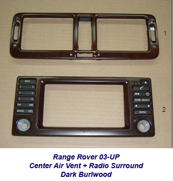 Range Rover-center air vent + radio surround-dark burlwood-1