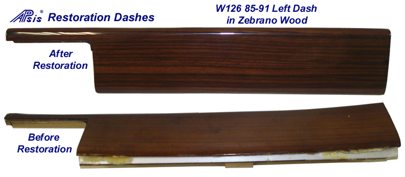 W126 - Left Dash - Zebrano - After & Before restoration - 768