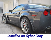 Z06 Front Splash Guard installed on cyber gray