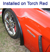 Z06 Front Splash Guard installed on torch red