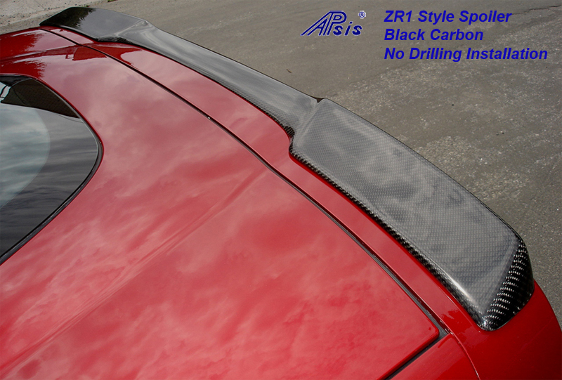 ZR1 Carbon Spoiler installed on crystal red-front-1