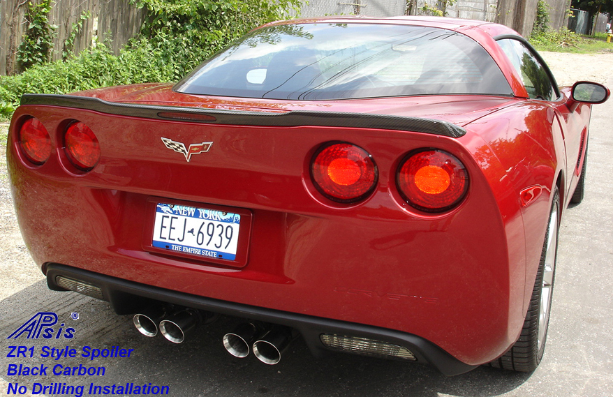 ZR1 Carbon Spoiler installed on crystal red-rear-1