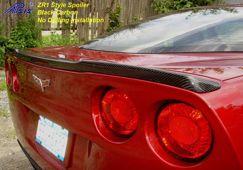 ZR1 Carbon Spoiler installed on crystal red-rear-2