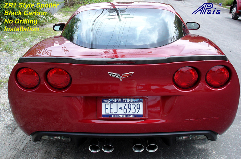 ZR1 Carbon Spoiler installed on crystal red-stright-1